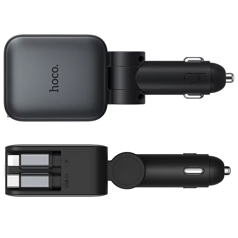 АЗУ Hoco Z67A Triunfar PD45W+QC3.0 total 60W with retractable cables (1USB-A/2C/1L) Херсон - изображение 2