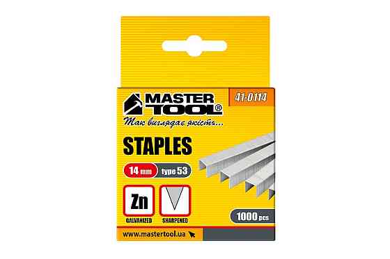 Скобы MASTERTOOL R53 14 мм 1000 шт 41-0114 Харьков