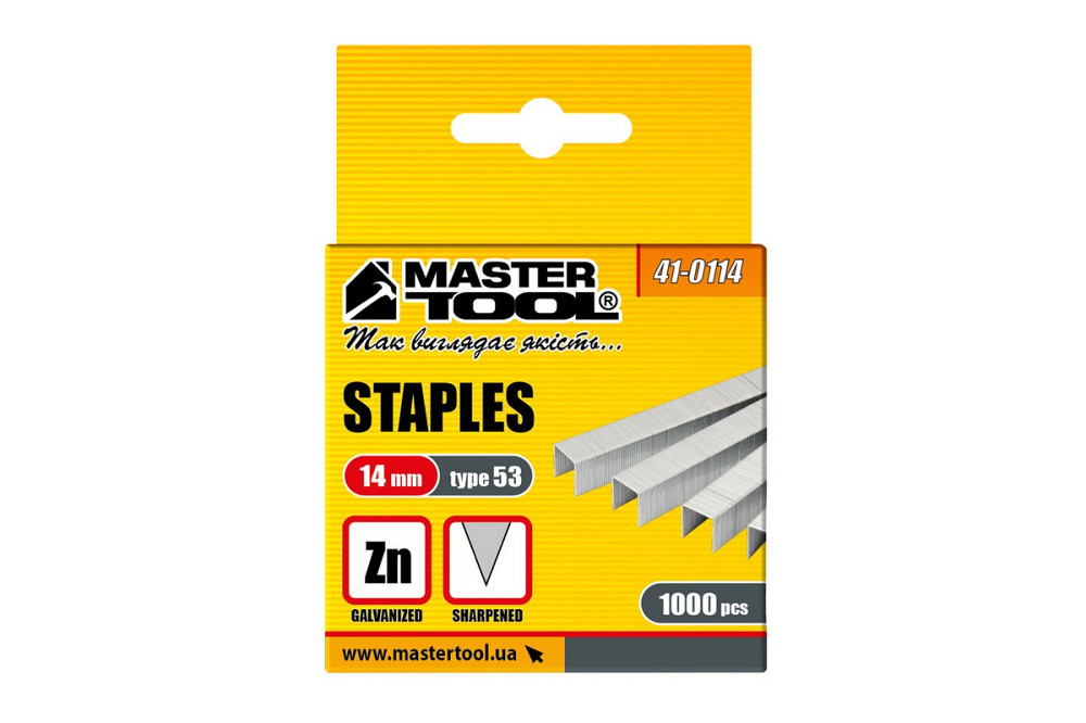 Скобы MASTERTOOL R53 14 мм 1000 шт 41-0114 Харьков - изображение 2