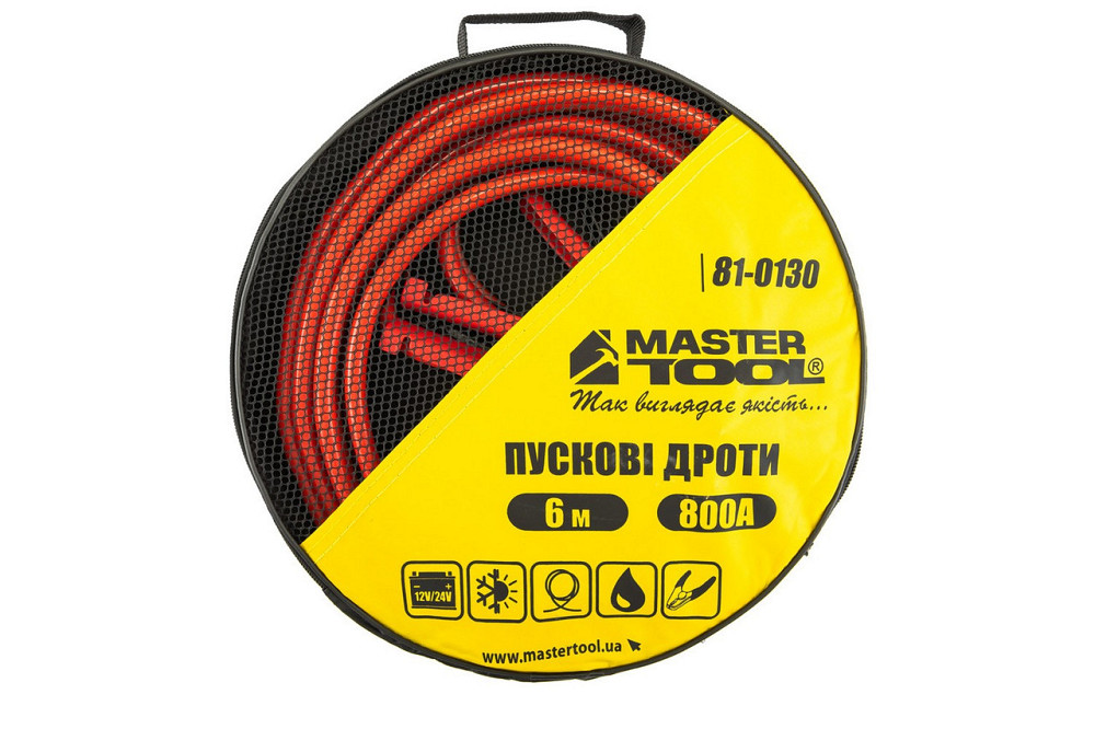 Провода пусковые MASTERTOOL 800А/12V/24V 6 м t до -40°C сумка для хранения 81-0130 Харьков - изображение 3