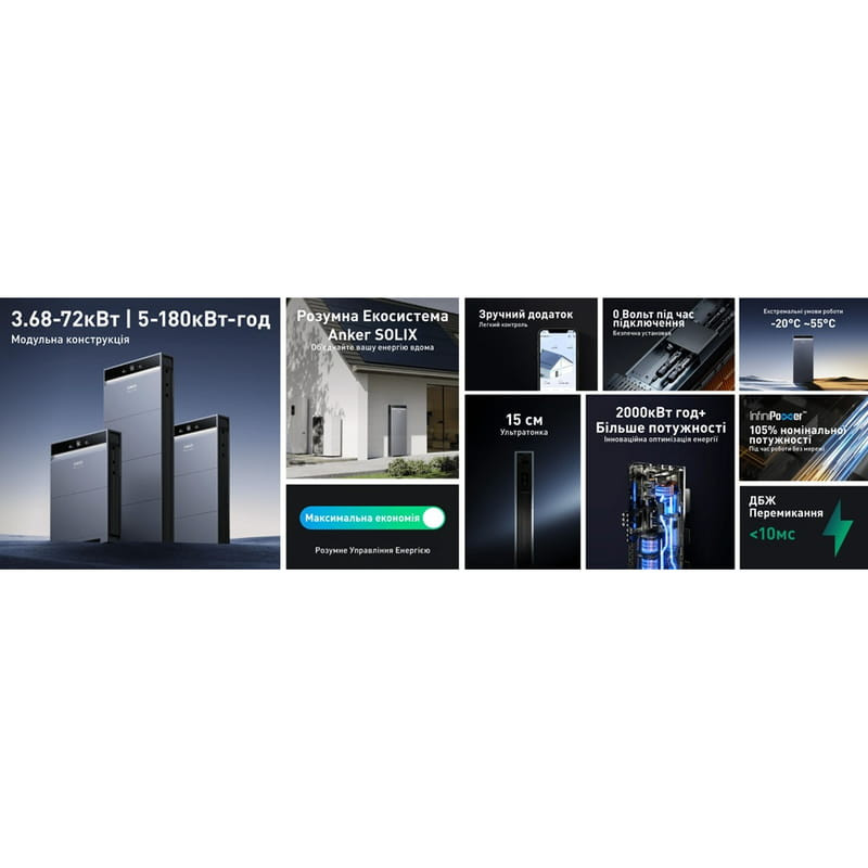 Инвертор гибридный трехфазный Anker Solix X1-H12K-T 12 кВт Київ - зображення 6