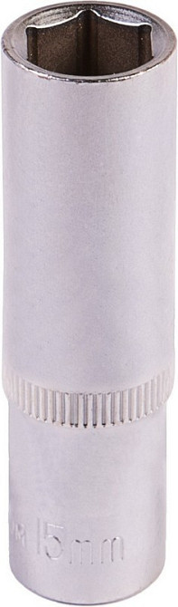 Головка торцевая 6-гранная удлиненная MASTERTOOL ½" 15 мм L 78 мм CrV 78-0515 Харків - зображення 1