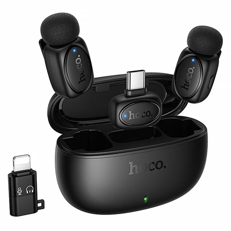 Петличный беспроводной микрофон Hoco L19 Graceful dual-mic 2in1 (Lightning/Type-C) Херсон - зображення 1