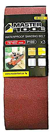 Лента шлифовальная MASTERTOOL зерно 100 76×457 мм 3 шт 08-3310 Харків