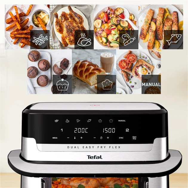 Мультипечь Tefal Dual Easy Fry Flex EY922DE0 9 л 2700 Вт серебристая Київ - зображення 6