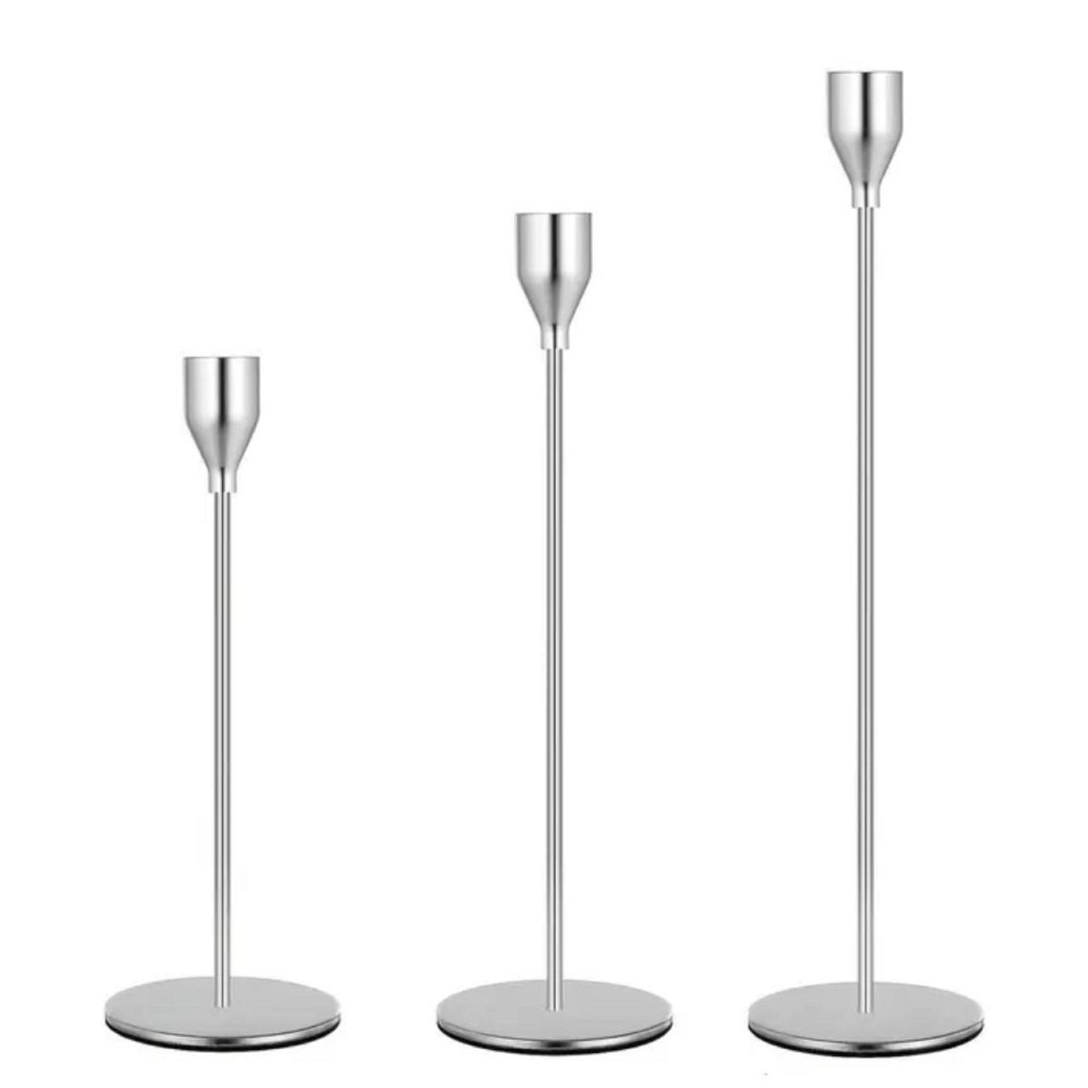 Подсвечники высокие Leeseph 3шт серебро MV036 Одеса - зображення 1