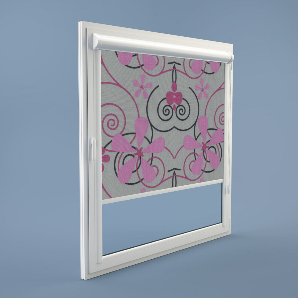 Рулонна штора Rolets Квіти 2-52363-800 80x170 см закритого типу Сіро-рожева Київ - зображення 1