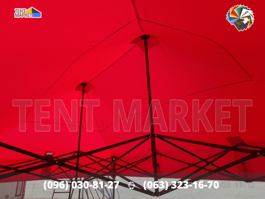 Шатер розсувний 4,5х3 Heavy Line Premium Червоний. Шатри палатки виготовлення тенти чохли штори поши Запоріжжя - зображення 3