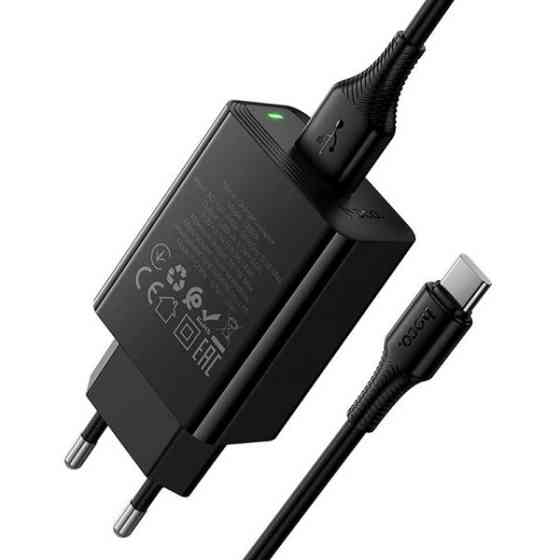Мережевий зарядний пристрій HOCO CS92A Leader 18W+QC3.0 (1USB-A) + cable USB to MicroUSB Black Харків