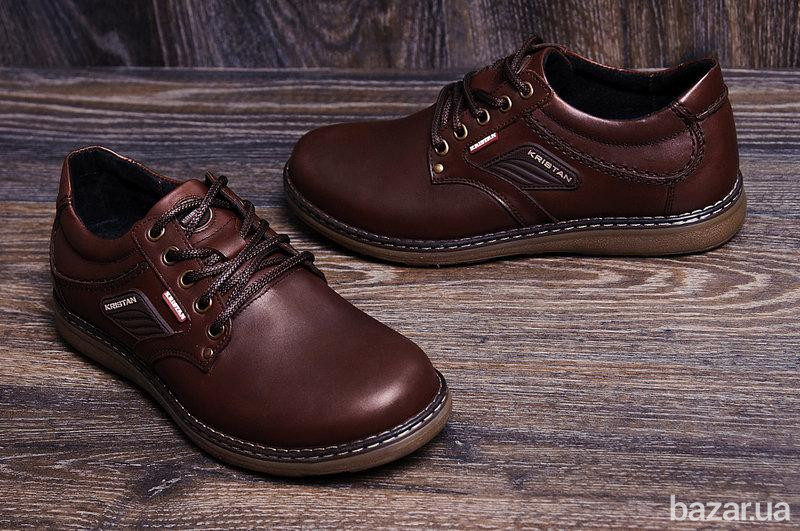 Мужские кожаные туфли Kristan brown Київ - зображення 10