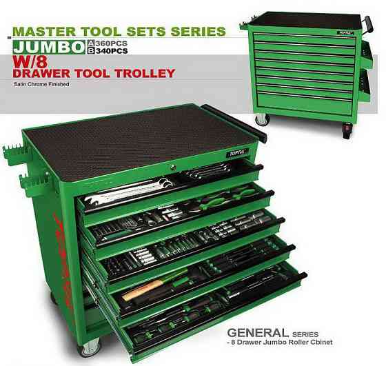 Набор инструментов в тележке TOPTUL 8 секций 360 ед. JUMBO GT-36001 Харьков