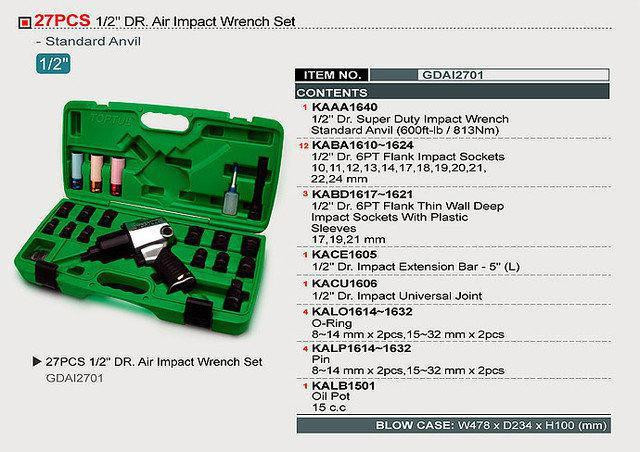 Набор пневмоинструмента TOPTUL 1/2" 27ед. GDAI2701 Харьков - изображение 2
