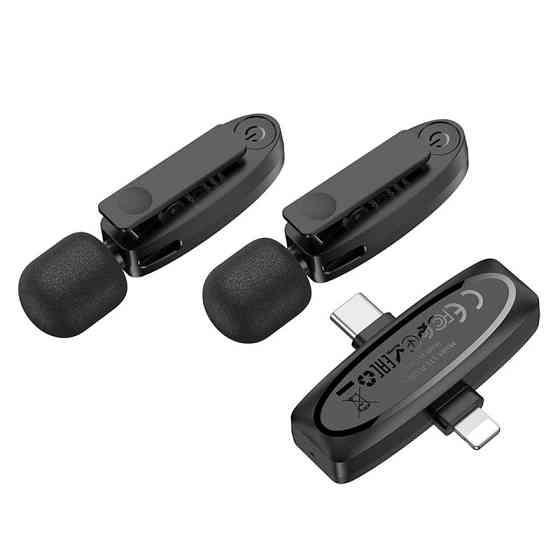 Петличный беспроводной микрофон Hoco L15 Dual-mic clip-on wireless digital (Lightning/Type-C) Херсон