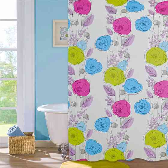 Шторка для ванной комнаты "Colorful flowers", 180*180cм ТМ "МД" 10108 Київ