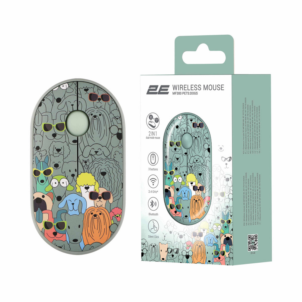 Мышь компьютерная безпроводная 2Е PETS DOGS Silent WL BT 2E-MF300WPETSGN Київ - зображення 7