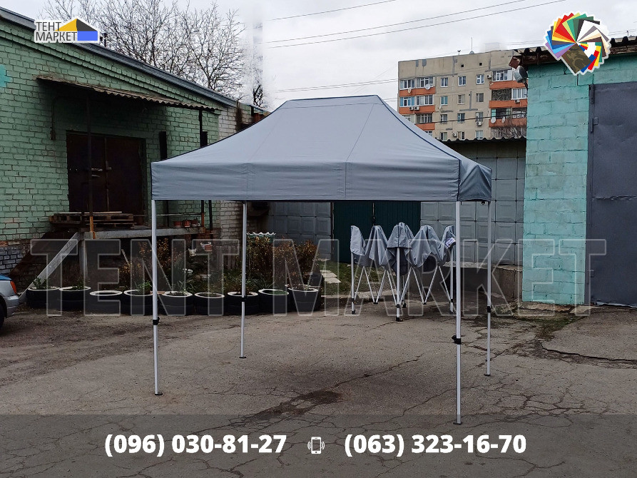 Тент брезент 3х2 Сірий накриття дах на китайский торговий шатер. Виготовлення Тенти Шатри палатки Запорожье - изображение 3
