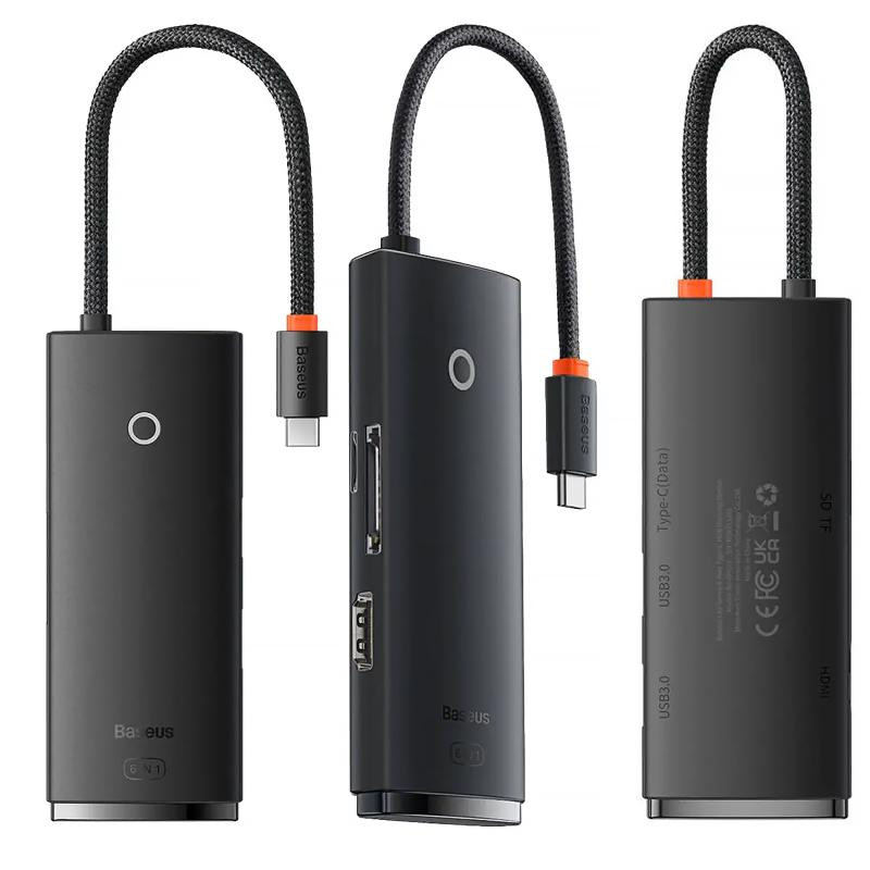 Переходник HUB Baseus Lite Series 6in1 (Type-C to HDMI+2xUSB3.0+Type-C Data+SD/TF) (WKQX050001) Херсон - изображение 2