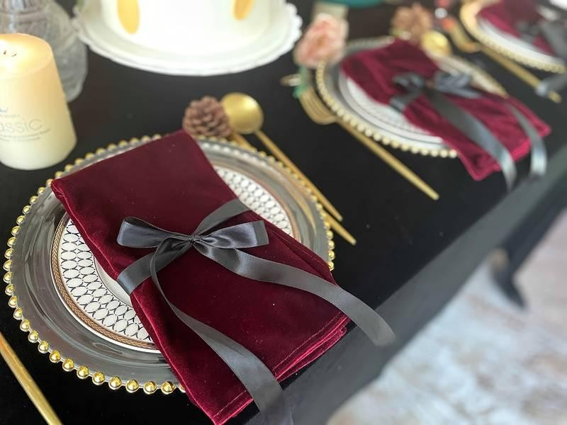 Салфетки бархатные Leeseph 45х45см бордо 6 штук Одесса - изображение 3