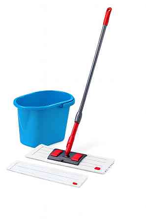Комплект для уборки с ведром и шваброй для мытья полов 40 см с двумя мопами  из микрофибры и рукоятк Київ