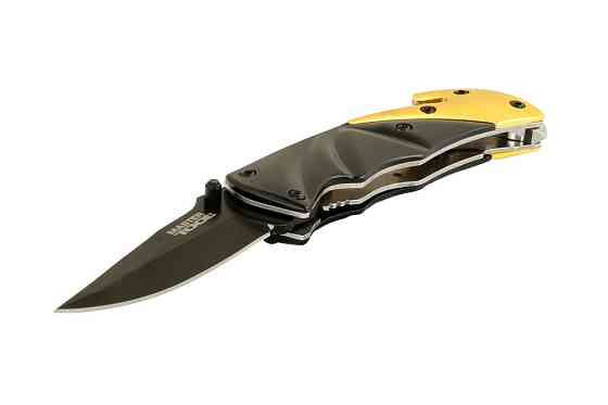 Нож складной MASTERTOOL "BULAT" 150х29х17 мм черное нержавеющее лезвие алюминиевая рукоятка стропоре Харків