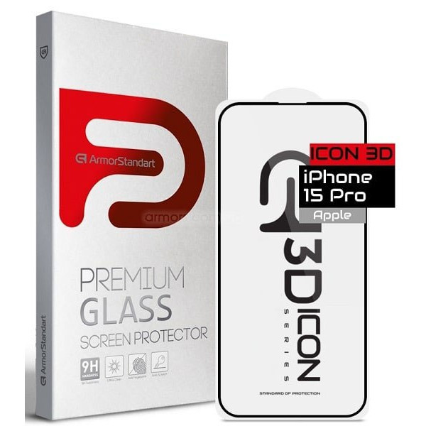 Захисне скло ArmorStandart Icon 3D для iPhone 15 Pro Black (ARM68215) (Код товару:39111) Харків - зображення 2
