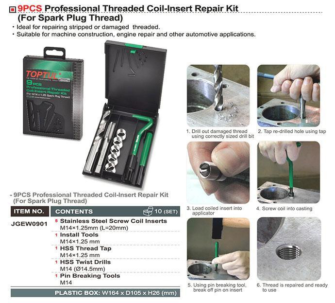 Набор для восстановления резьбы свечных отверстий TOPTUL М14х1,25 JGEW0901 Харків - зображення 2