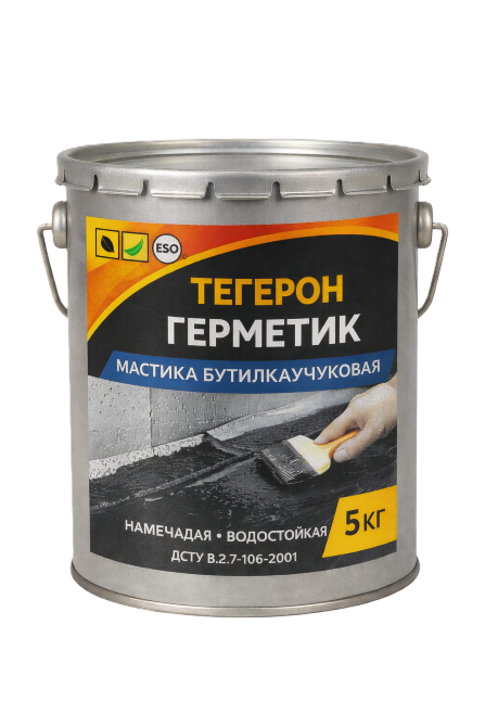 ТЕГЕРОН Герметик ЭКОБИТ ведро 5,0 кг мастика бутилкаучуковая ДСТУ Б В.2.7-77-98 Дніпро - зображення 1