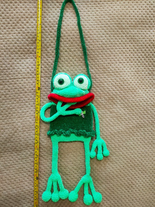 В'язана сумочка чехол для телефону подарунок жаба весела дитяча іграшка м'яка Нововолынск - изображение 5