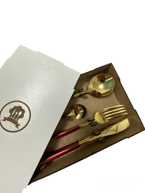 Набор столовых приборов бордовый Київ - зображення 5