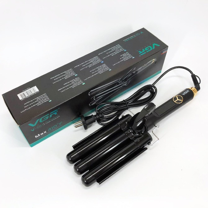 Потрійна плойка для завивки волосся VGR три хвилі діаметром 25 мм потужністю 125 Вт Львов - изображение 7