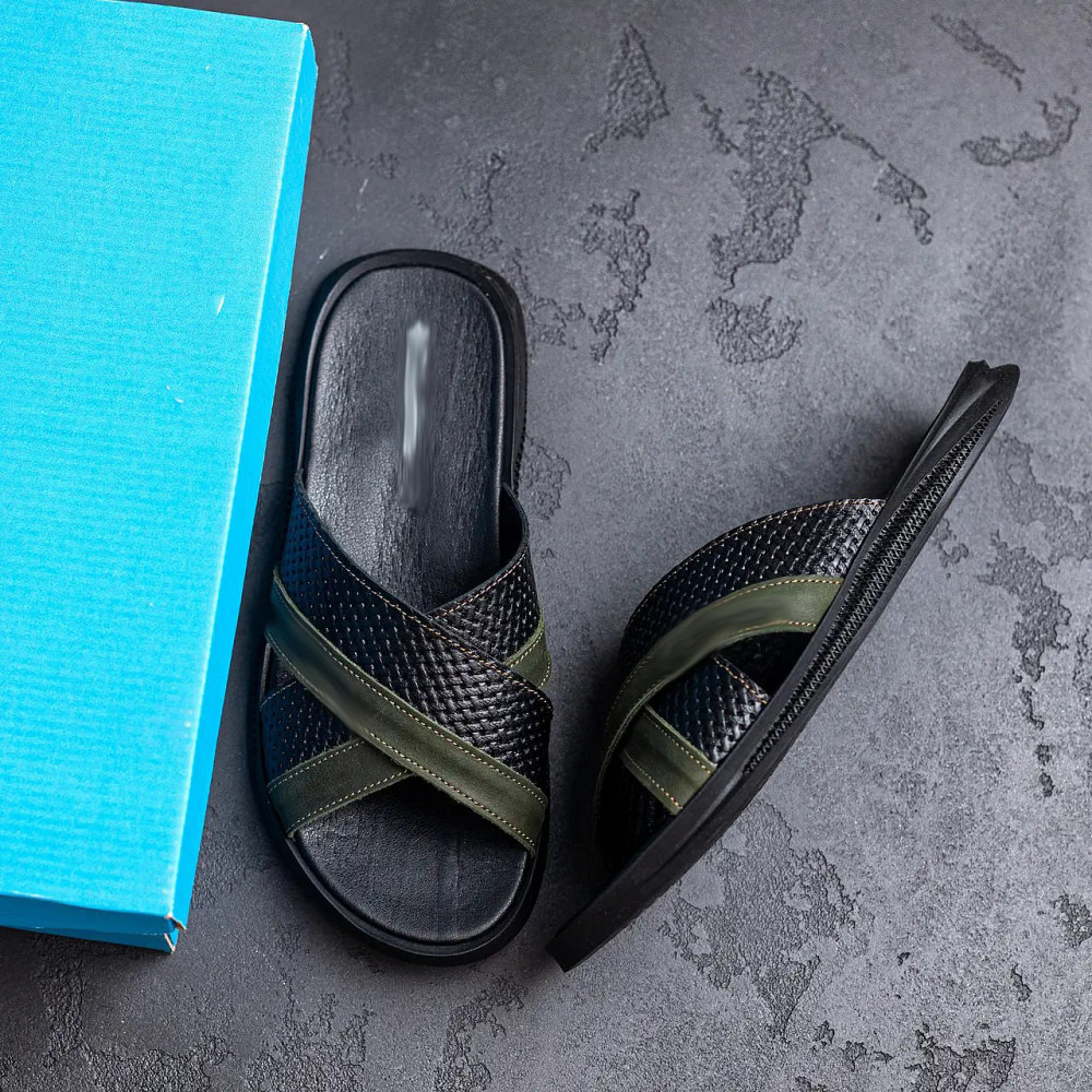 Мужские кожаные  летние шлепанцы-сланцы Київ - зображення 10