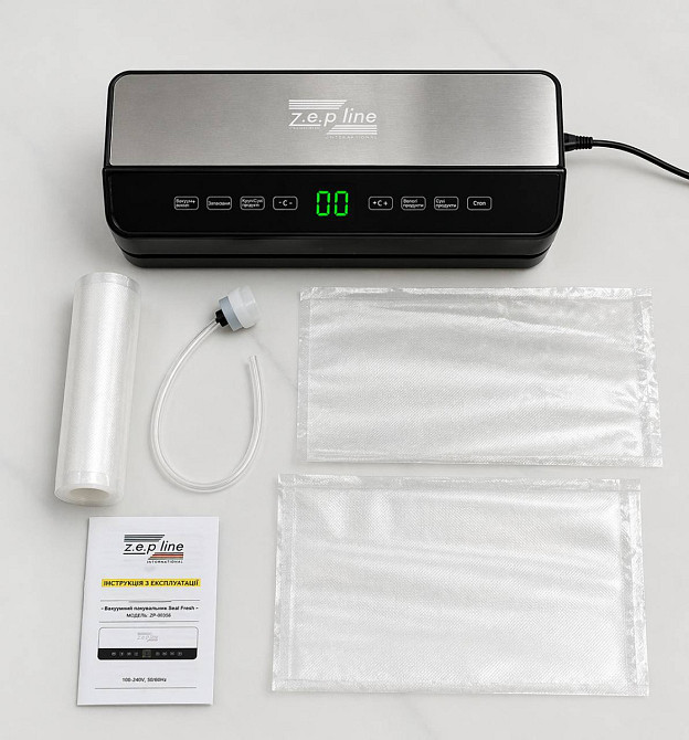 Вакууматор с 20 вакуумными пакетами и рулоном Zepline ZP-00359 200 Вт серебристый Київ - зображення 5