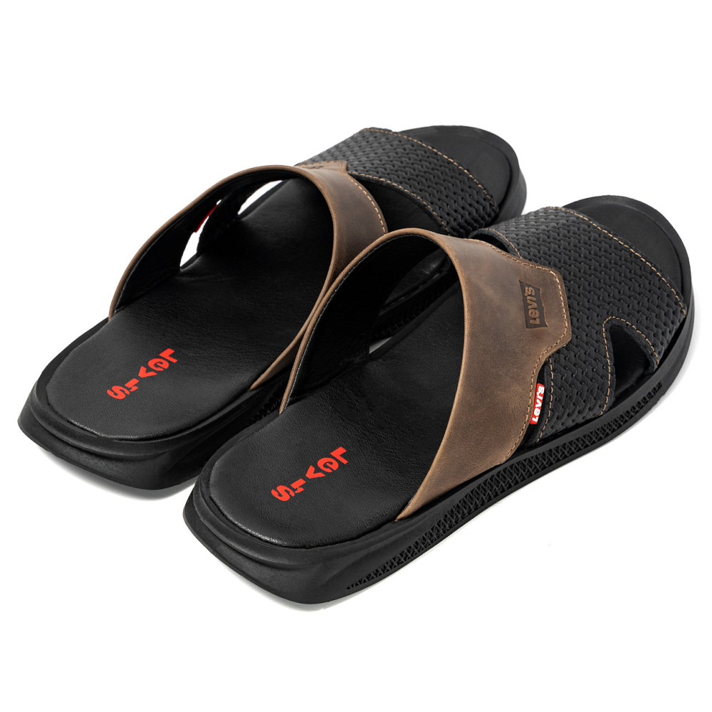 Мужские кожаные  летние шлепанцы-сланцы Levis Київ - зображення 4