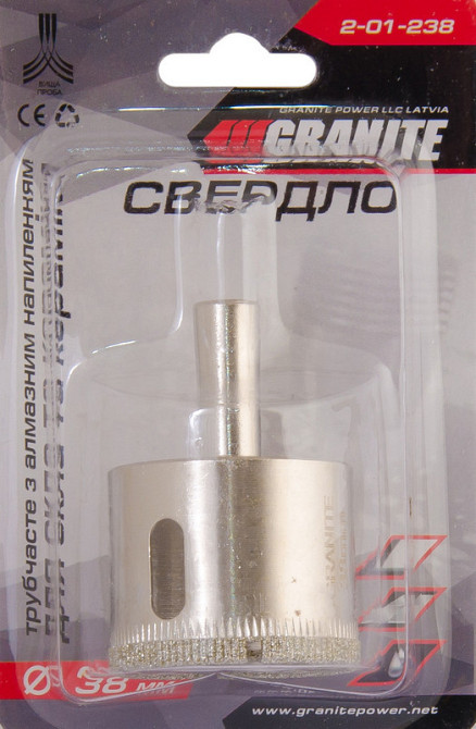 Сверло для стекла и керамики GRANITE трубчатое с алмазным напылением 38 мм 2-01-238 Харьков - изображение 2