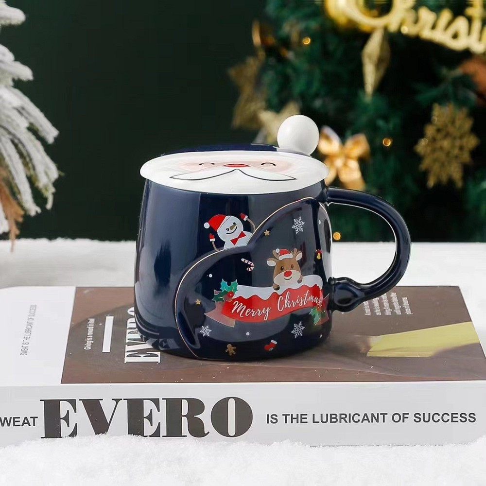 Кухоль з кришкою новорічна Merry Christmas 13691 410 мл синя Київ - зображення 1