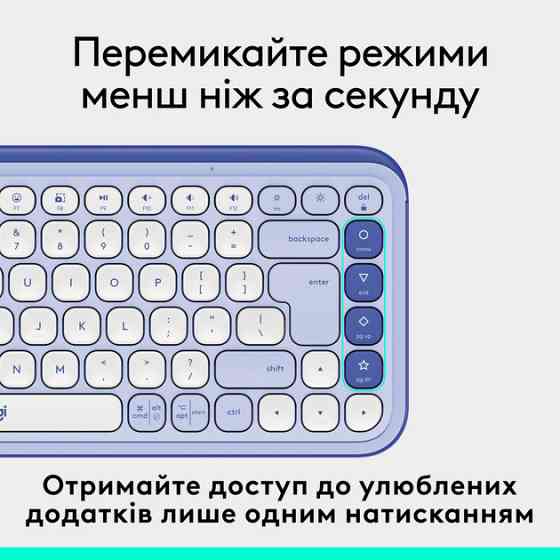 Клавиатура компьютерная безпроводная Logitech POP Icon Keys Lilac L920-013074 лиловая Киев