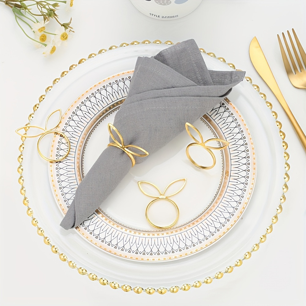 Пасхальные кольца для салфеток Leeseph с ушками золотые, набор 6 шт Одеса - зображення 6