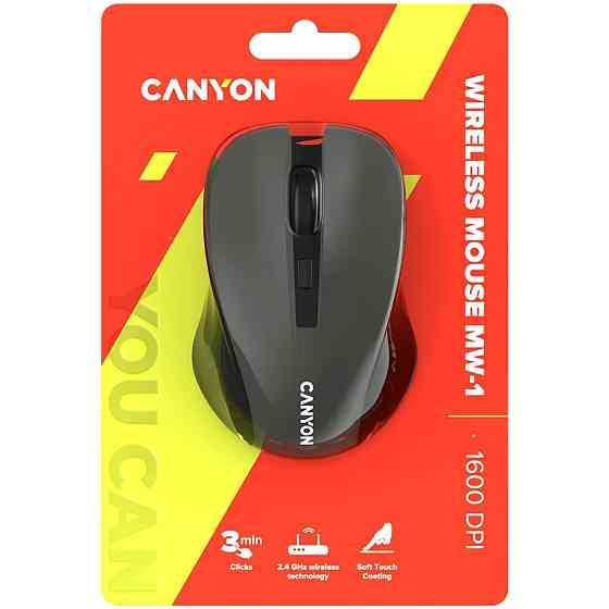 Мышь компьютерная безпроводная Canyon CNE-CMSW1G Gray серая Київ