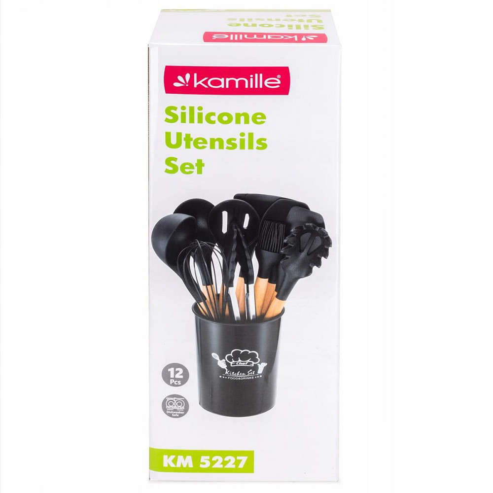 Набор силиконовых кухонных принадлежностей Kamille 12 предметов черный Одеса - зображення 7