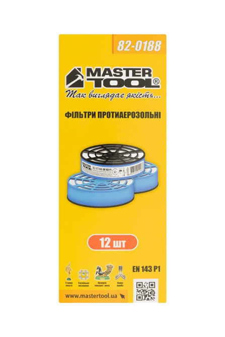 Фильтр сменный противоаэрозольный MASTERTOOL EN 143 P1 набор 12 шт 82-0188 Харків - зображення 3