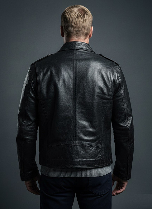 Мужская байкерская куртка с латунной фурнитурой Київ - зображення 4
