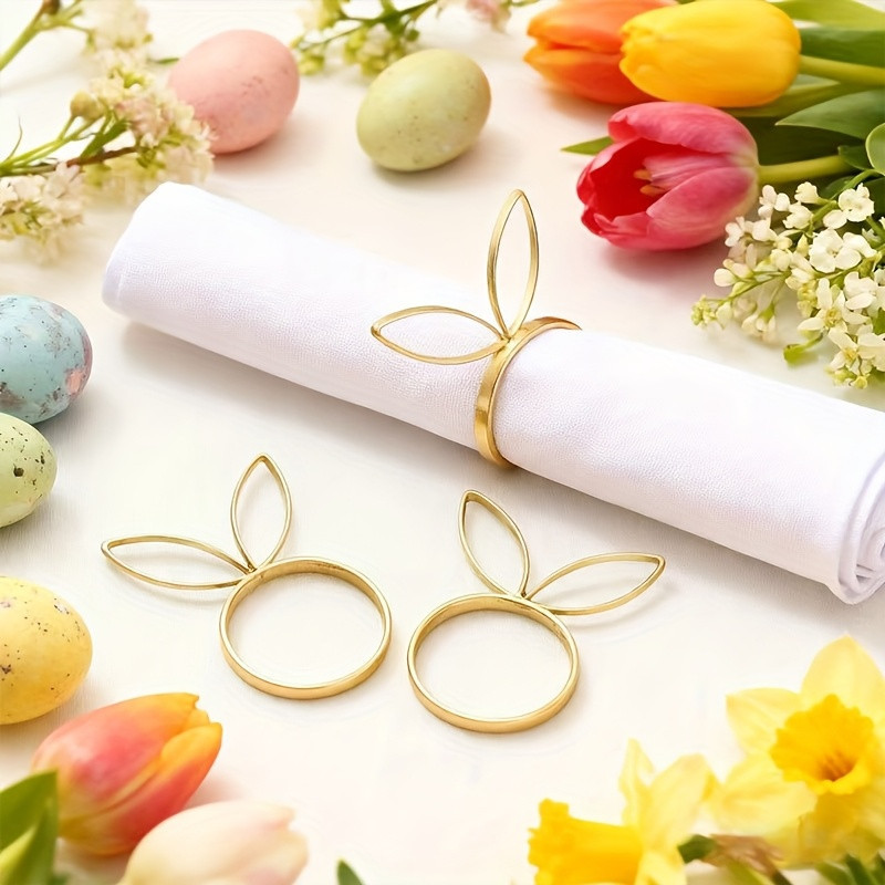 Пасхальные кольца для салфеток Leeseph с ушками золотые, набор 6 шт Одеса - зображення 3