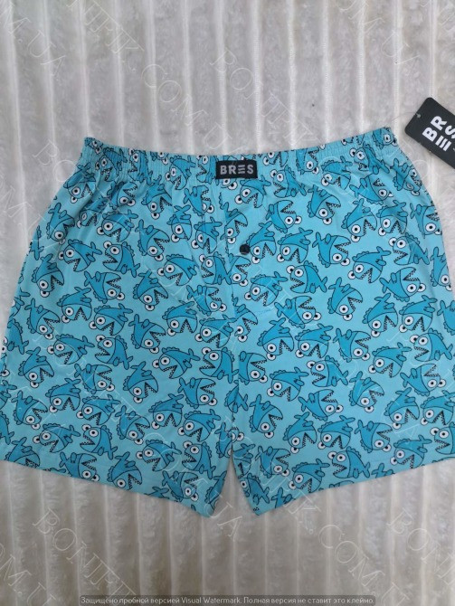 Мужские голубые семейные трусы BRES с принтом "Весёлые акулы" (арт. MBXK 307/01/120) Кривой Рог - изображение 3