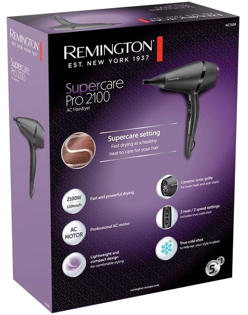 Фен Remington SuperСare PRO 2100 AС motor AС7100 2100 Вт черный Київ - зображення 8