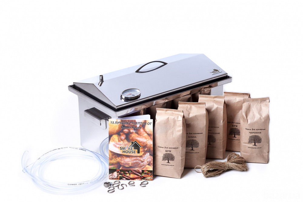 Коптильня для дома Smoke House L DeLuxe с термометром и подставкой Харків - зображення 9