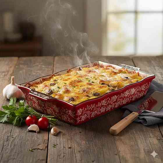 Керамическая форма для запекания Ornament 31*21.5*7см красная Одесса