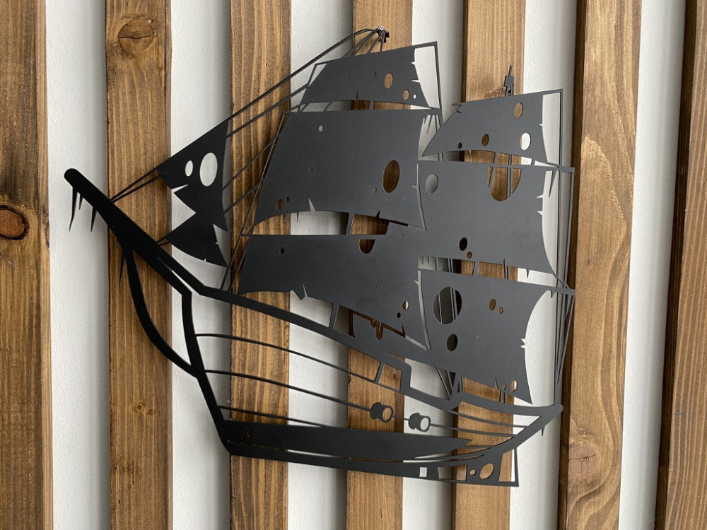 Настенный декор панно картина лофт из металла Корабль с парусами Киев - изображение 4