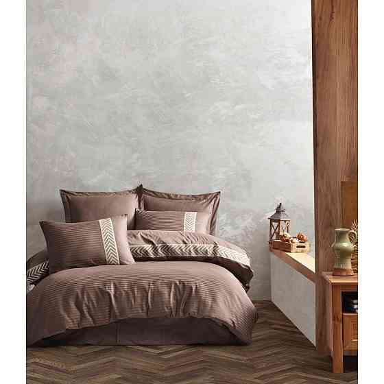 Постільна білизна євро Arya Saheser Сатин жаккард Brillant AR-A107302-brown 200х220 см коричнева Киев