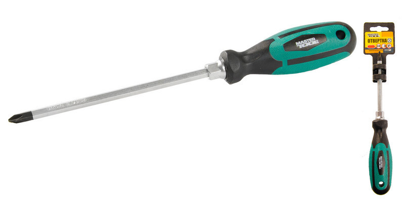 Отвёртка крестовая магнитная MASTERTOOL HEXAGON РН2х150 мм ручка с TPR покрытием 45-8215 Харків - зображення 1