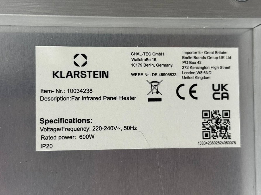 Інфрачервоний обігрівач Klarstein Wonderwall Air Art Kiss 600W Косов - изображение 3